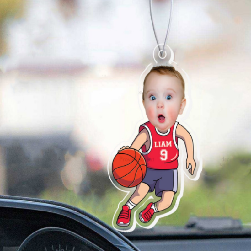Adorno Personalizado Con Foto De Bebé Para Papá, Baloncesto, Para El Coche. Idea Divertida De Regalo De Cumpleaños Para El Día Del Padre Con Nombre De Niño Para El Esposo.