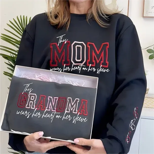 Camisetas, Sudaderas Y Sudaderas Con Capucha Bordadas Personalizadas Con El Mensaje 'mamá Lleva El Corazón En La Manga'. - miscalcetinescaramx