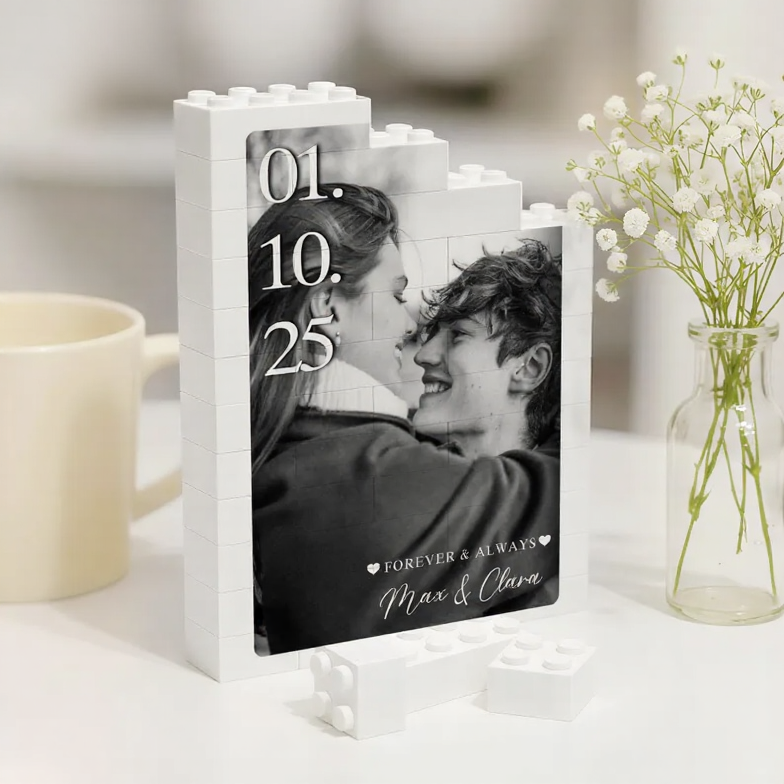 Marco De Fotos Personalizado Con Forma De Rompecabezas De Ladrillos: Construye Tu Amor, Un Regalo Romántico Para Parejas Para El Día De San Valentín Y Aniversarios. Regalo Personalizado De Bloques De Construcción Para Parejas. - miscalcetinescaramx