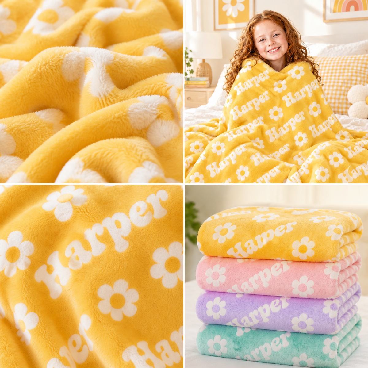 Manta Suave Con Estampado Floral Con Nombre Personalizado Para Niños, Manta Acogedora Para Regalos De Cumpleaños, Día De La Madre Y Navidad - miscalcetinescaramx