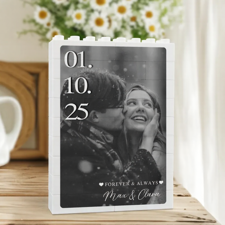 Marco De Fotos Personalizado Con Forma De Rompecabezas De Ladrillos: Construye Tu Amor, Un Regalo Romántico Para Parejas Para El Día De San Valentín Y Aniversarios. Regalo Personalizado De Bloques De Construcción Para Parejas. - miscalcetinescaramx