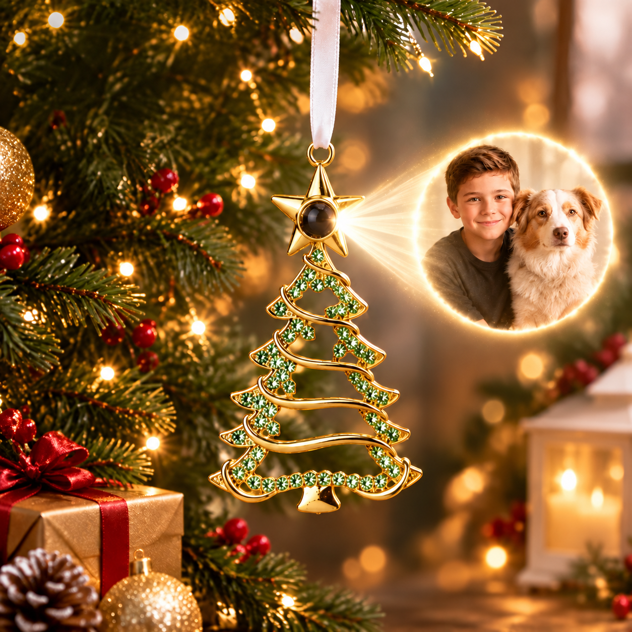 Adorno Personalizado Para árbol De Navidad Con Proyección Fotográfica, Regalo Conmemorativo Para Familiares Y Amantes De Las Mascotas, Decoración Colgante Para árboles Navideños - miscalcetinescaramx