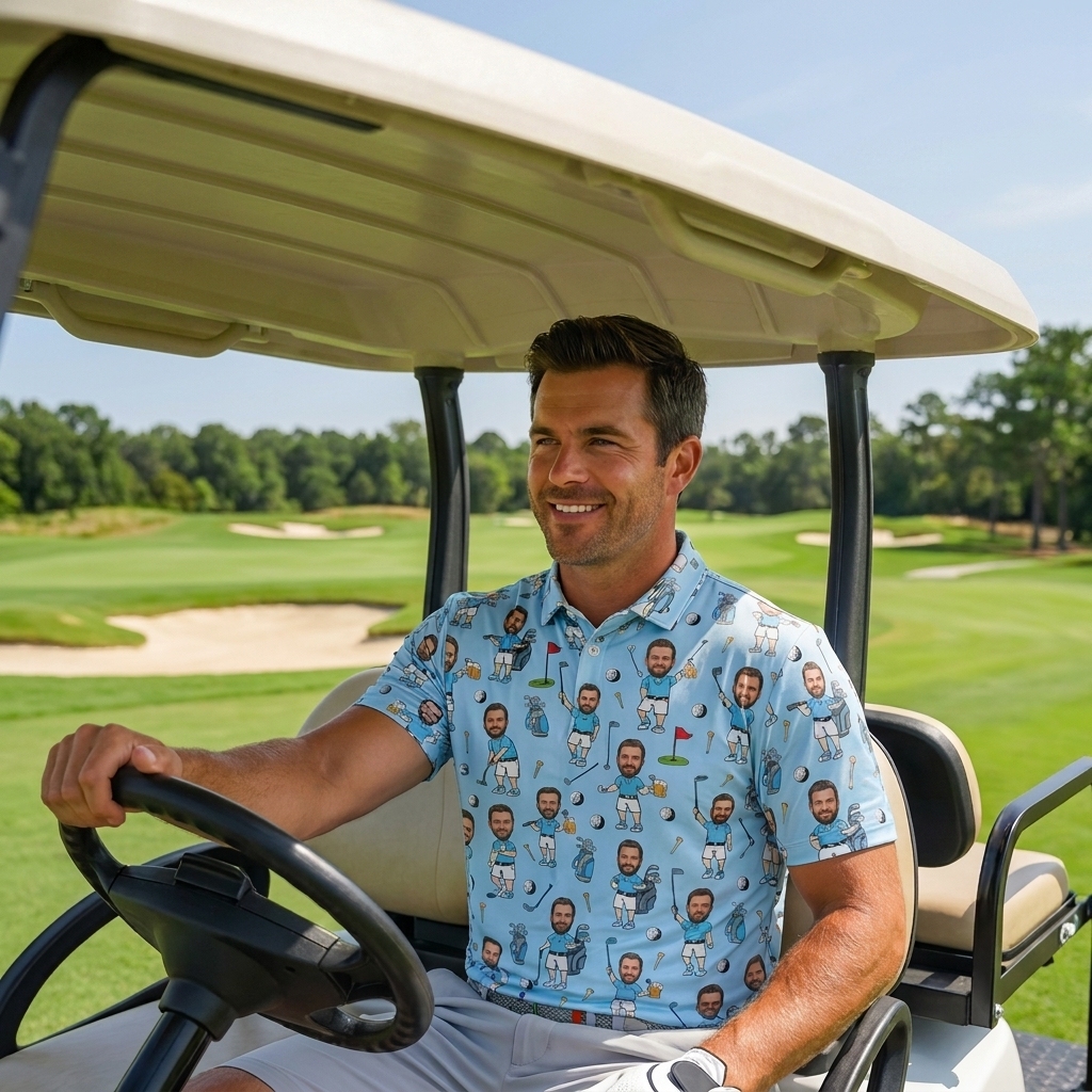 Polo Shir De Golf Con Foto De Cara Personalizada, Regalos Del Día Del Padre, Polo Divertido Para Golfista, Polo Con Foto De Cara Personalizada, Polo De Golf Con Foto - MyFaceSocksES