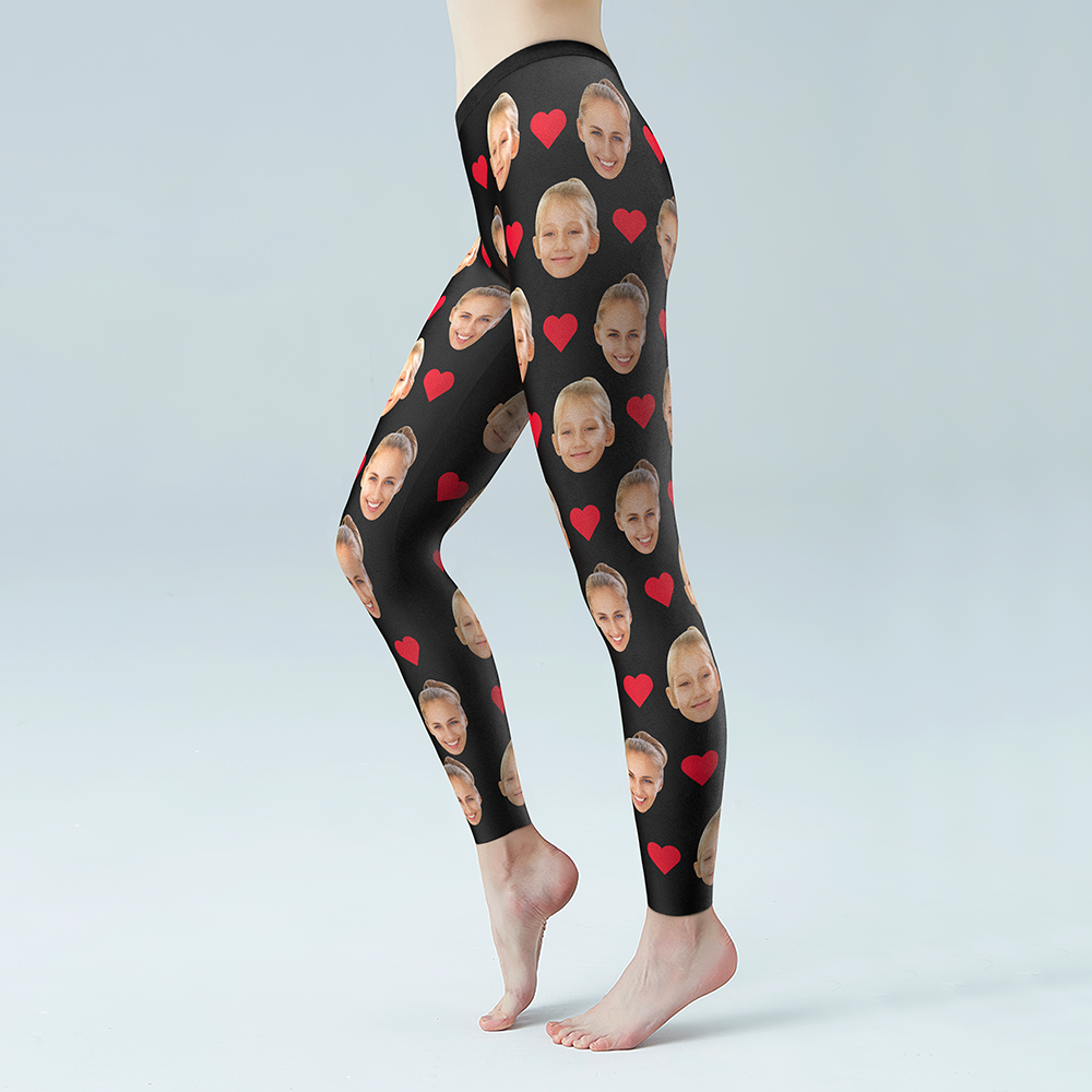 Leggings De Cara Personalizados - Regalo De Corazón Para Ella - MyFaceSocksES