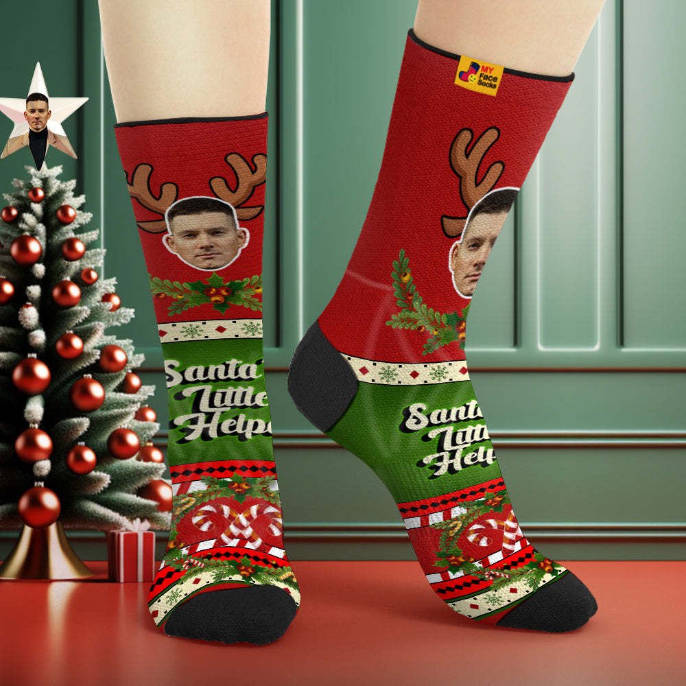 Los Calcetines De Encargo De La Cara Respirable Del Estilo De Santas Personalizaron Los Regalos Suaves De Los Calcetines El Día De Navidad - MyFaceSocksES