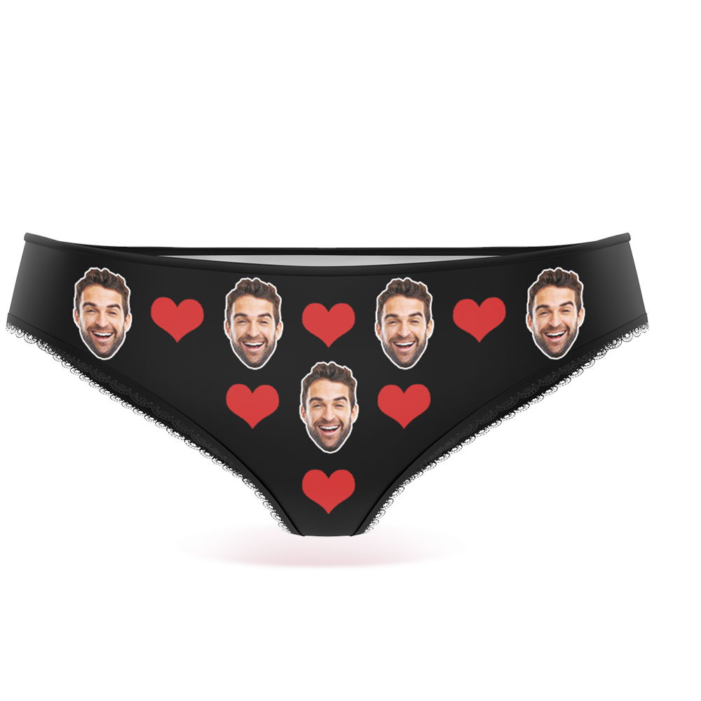 Couple Women's Custom Face Heart Panties Personalized LGBT Gifts - MyFaceSocksES