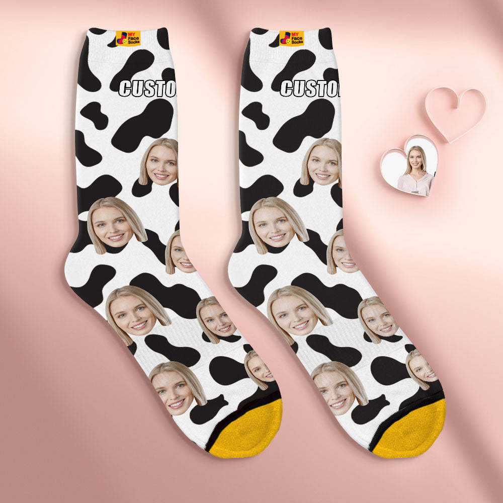 Calcetines De Cara Personalizados Regalos Sorpresa Personalizados Calcetines Impresos Digitalmente En 3d Para Puntos De Vaca Amante - MyFaceSocksES