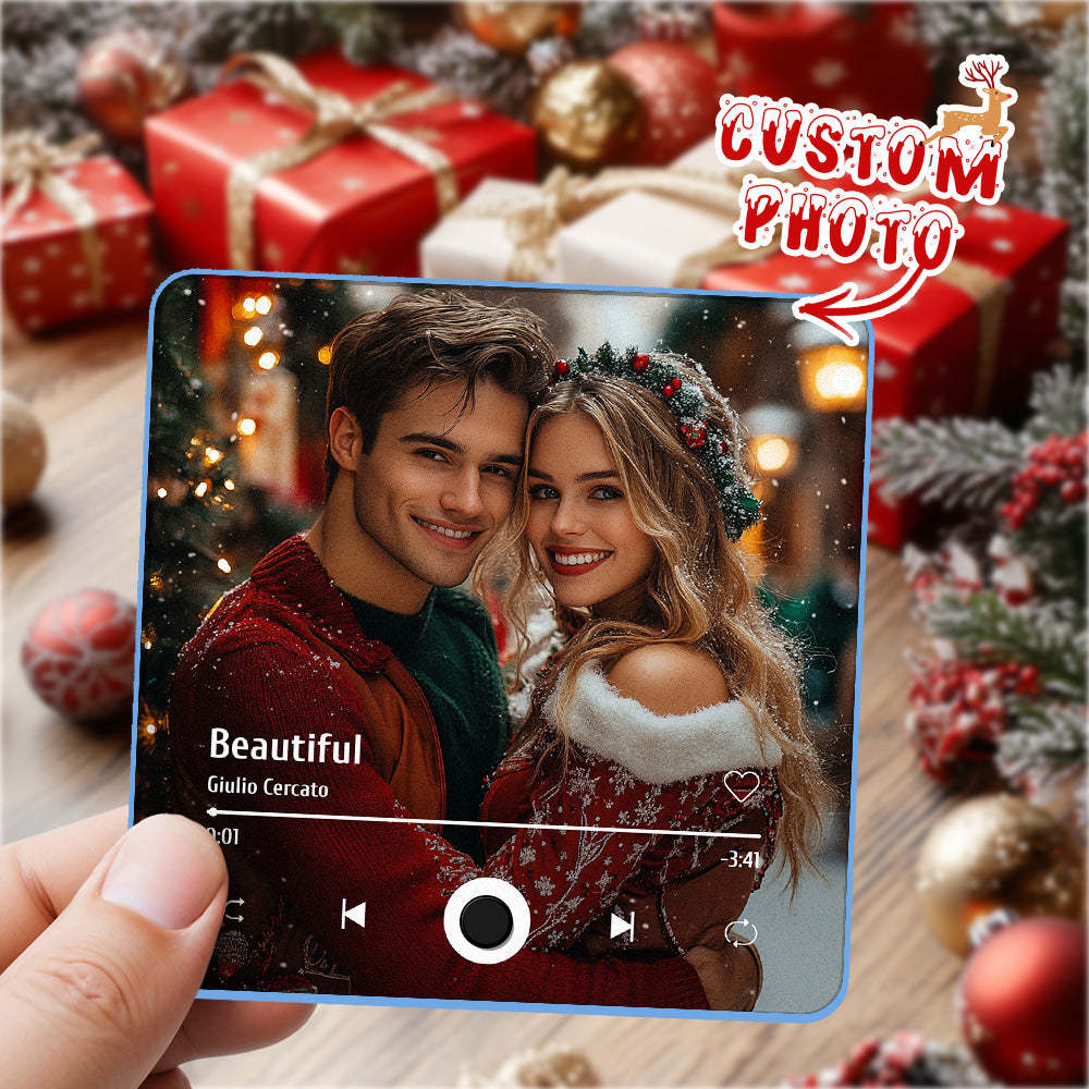 Imán De Nevera Personalizado Con Álbum De Fotos Y Música, Imán De Nevera Personalizado Para Móvil Con Música De Spotify, Regalo De Navidad Profesional Para Parejas - MyFaceSocksES