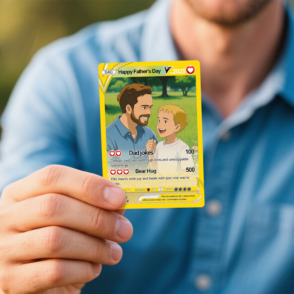 Tarjeta De Pokémon Para El Día Del Padre, Tarjeta De Pokémon Personalizada, Regalo Para Papá, Regalo Para El Día Del Padre, Idea De Regalo De Pokémon Personalizada - MyFaceSocksES