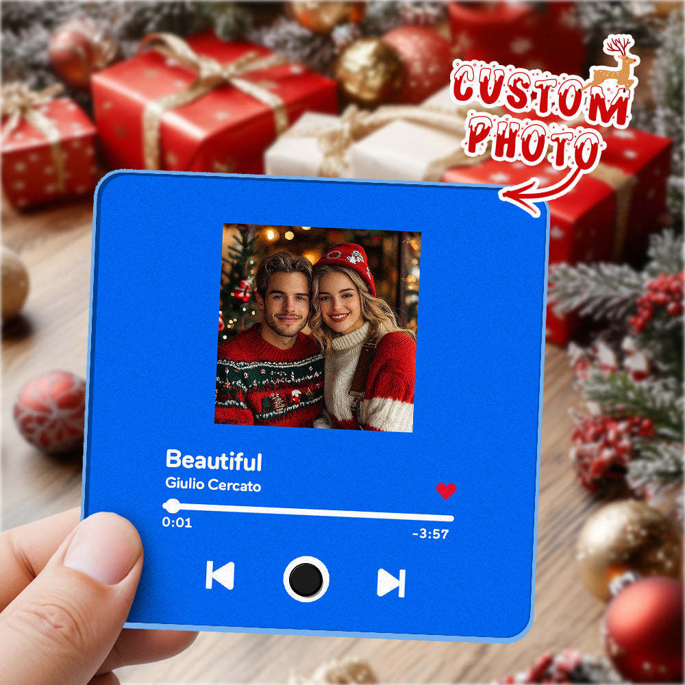 Imán De Nevera Personalizado Con Álbum De Fotos Y Música, Imán De Nevera Personalizado Para Móvil Con Música De Spotify, Regalo De Navidad Profesional Para Parejas - MyFaceSocksES