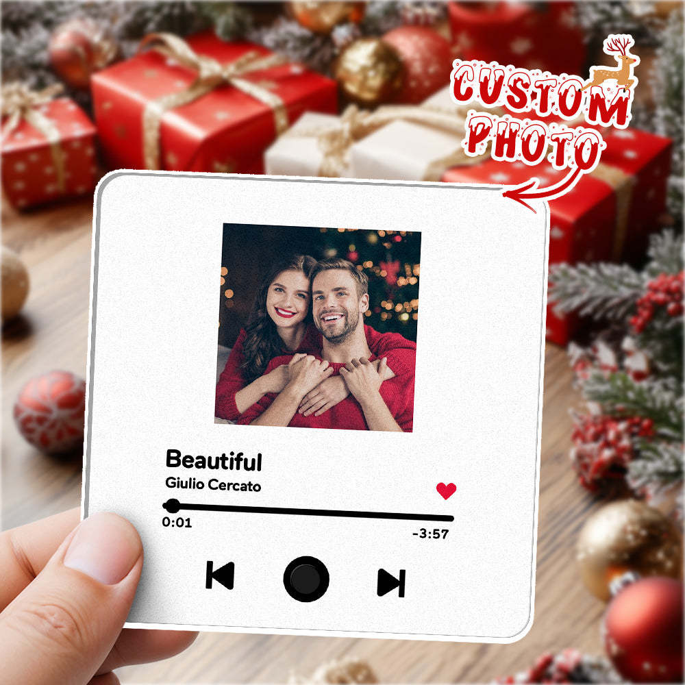 Imán De Nevera Personalizado Con Álbum De Fotos Y Música, Imán De Nevera Personalizado Para Móvil Con Música De Spotify, Regalo De Navidad Profesional Para Parejas - MyFaceSocksES
