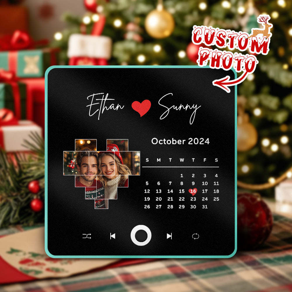 Imán De Nevera Personalizado Con Álbum De Fotos Y Música, Imán De Nevera Personalizado Para Móvil Con Música De Spotify, Regalo De Navidad Profesional Para Parejas - MyFaceSocksES