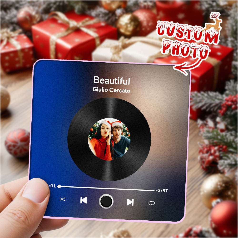 Imán De Nevera Personalizado Con Álbum De Fotos Y Música, Imán De Nevera Personalizado Para Móvil Con Música De Spotify, Regalo De Navidad Profesional Para Parejas - MyFaceSocksES