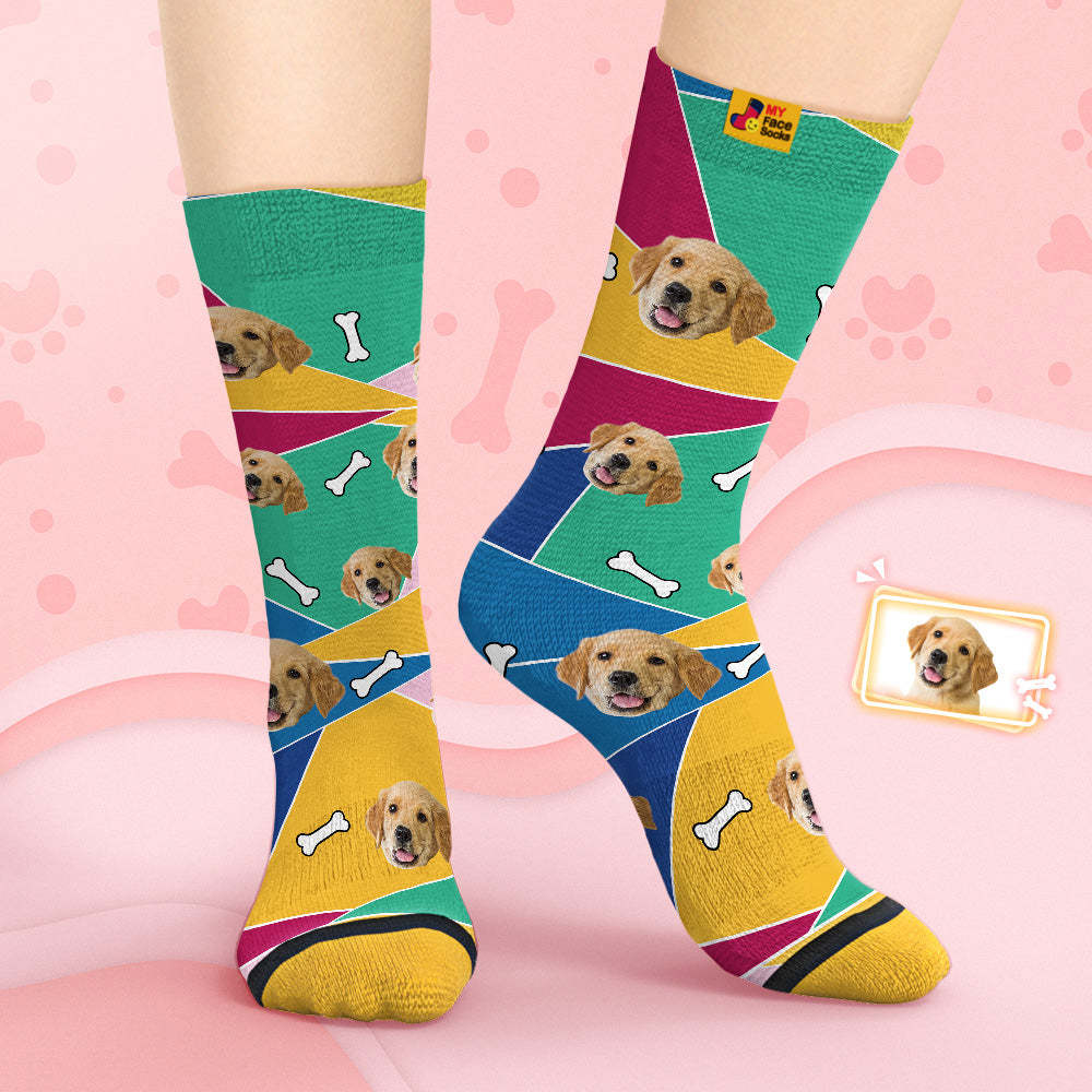 Calcetines De Cara Personalizados Calcetines Impresos Digitales 3d Personalizados Cara De Mascota De Mosaico - MyFaceSocksES