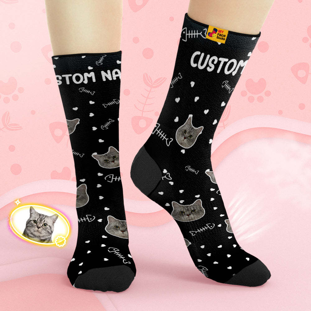 Cara Transpirable Personalizada Calcetines Calcetines Suaves Personalizados Regalos Cara Linda Del Gato - MyFaceSocksES