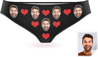 Couple Women's Custom Face Heart Panties Personalized LGBT Gifts - MyFaceSocksES