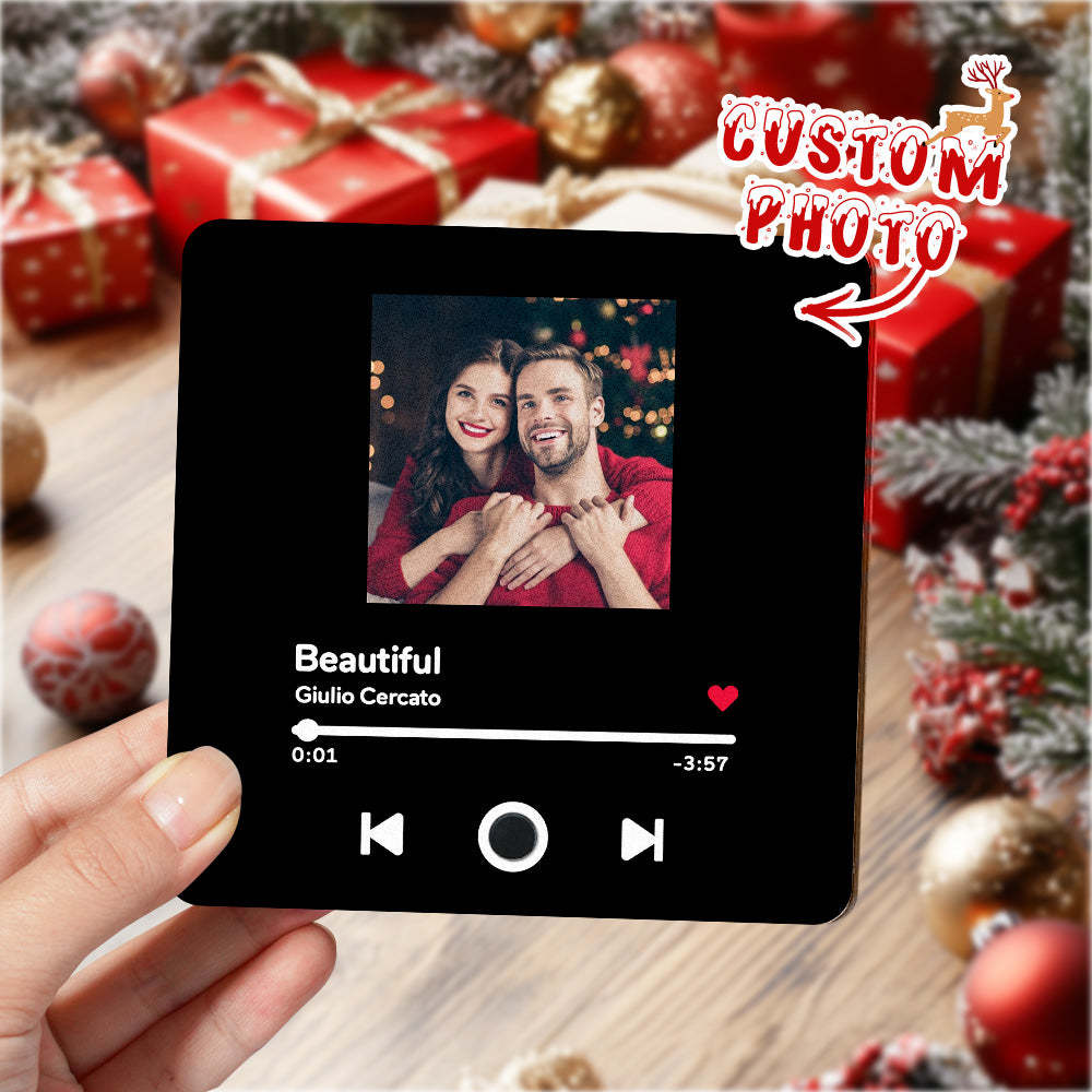 Imán De Nevera Personalizado Con Álbum De Fotos Y Música, Imán De Nevera Personalizado Para Móvil Con Música De Spotify, Regalo De Navidad Profesional Para Parejas - MyFaceSocksES