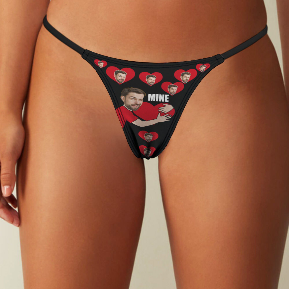 Tangas Personalizadas Con Foto, Ropa Interior Divertida, Calzoncillos, Tanga Hug Mine, Regalo De San Valentín
