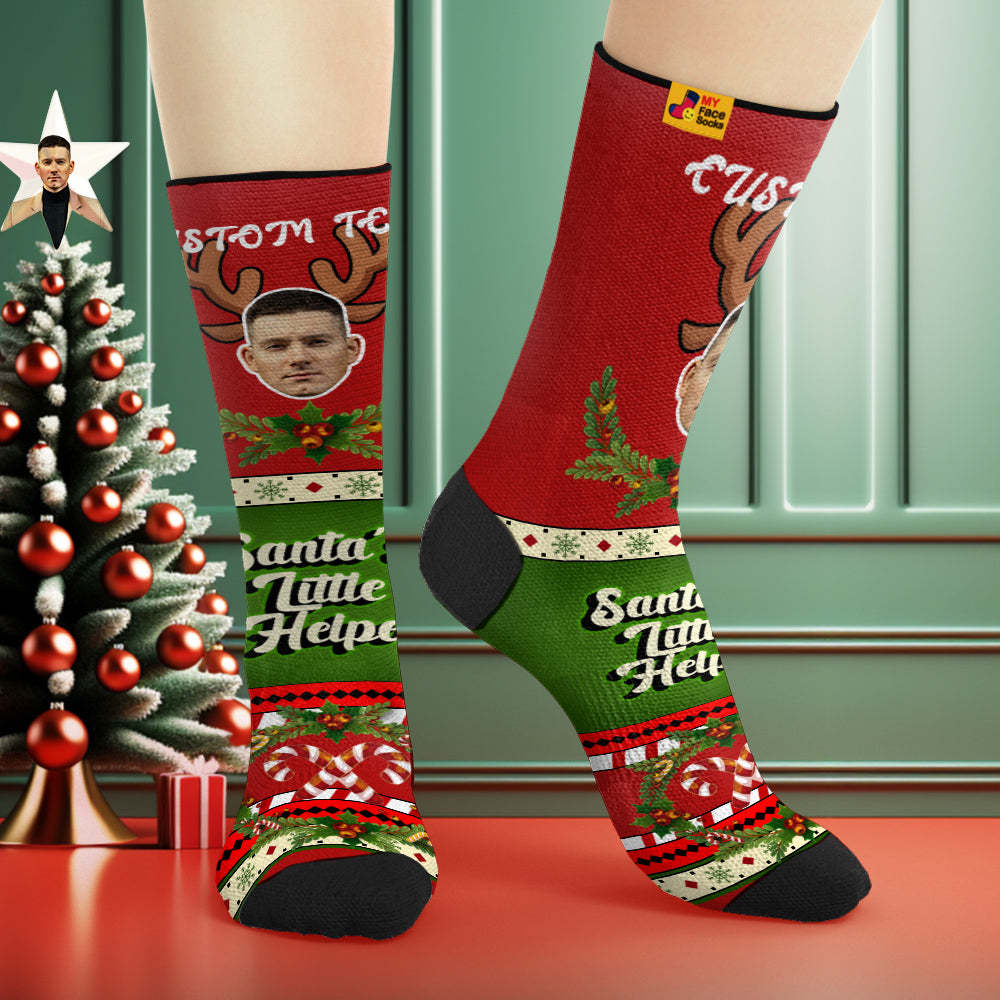 Los Calcetines De Encargo De La Cara Respirable Del Estilo De Santas Personalizaron Los Regalos Suaves De Los Calcetines El Día De Navidad - MyFaceSocksES