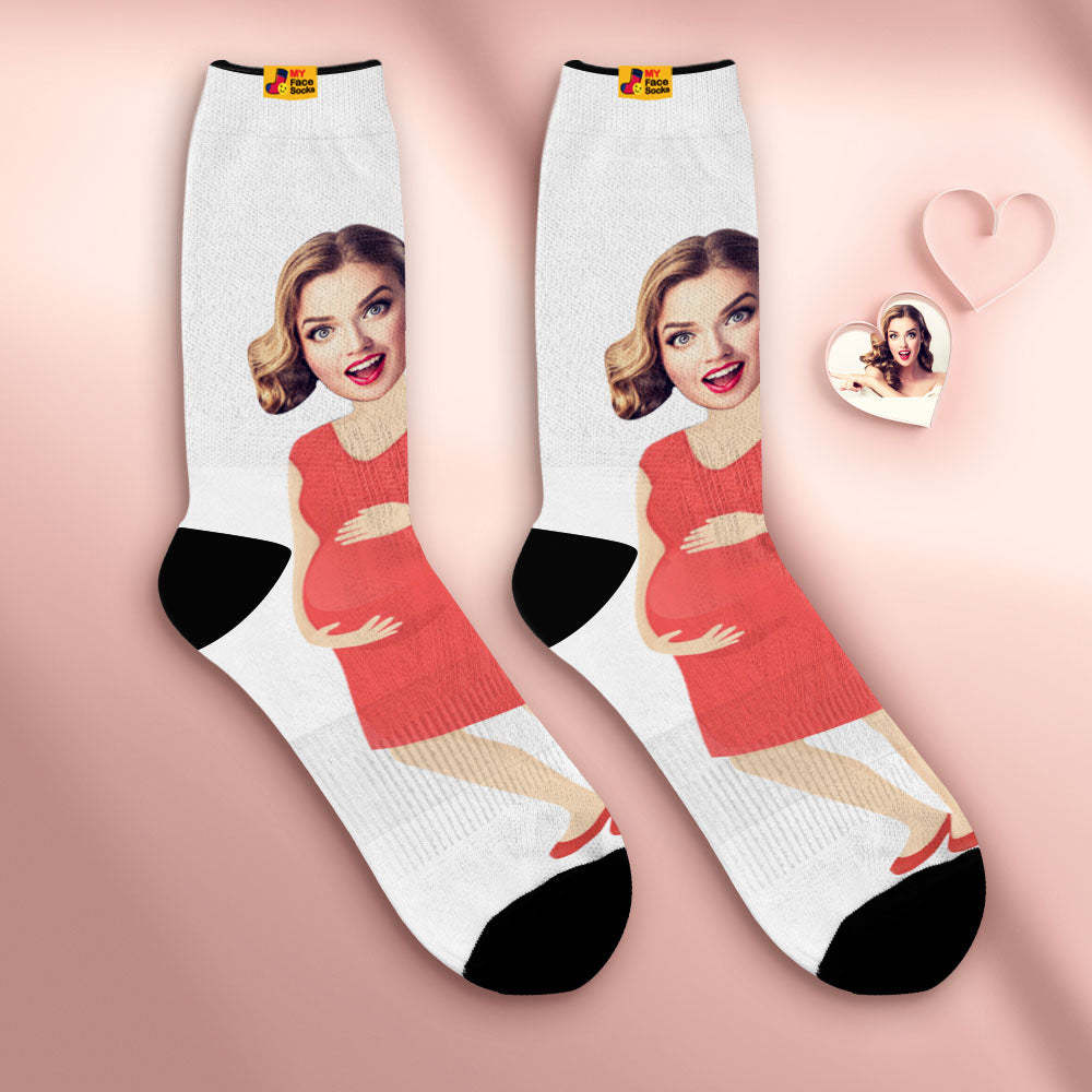 La Cara Respirable Personalizada Pega Los Regalos Suaves Personalizados De Los Calcetines Para La Mamá Estupenda - MyFaceSocksES