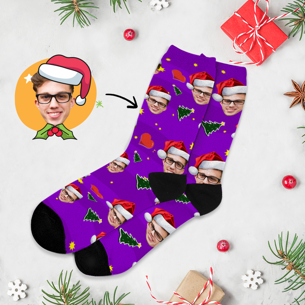 Calcetines Navideños Personalizados Con Foto De Cara Completa, Diseños Personalizados Divertidos, La Mejor Idea De Regalo Para Navidad - MyFaceSocksES