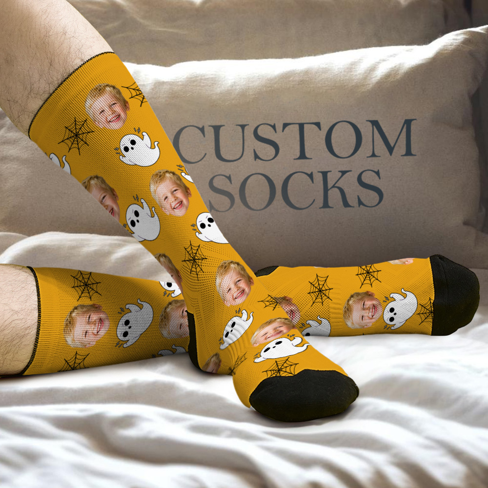 Calcetines Con Cara Personalizada Calcetines Con Foto De Halloween Personalizados Feliz Halloween - MyFaceSocksES
