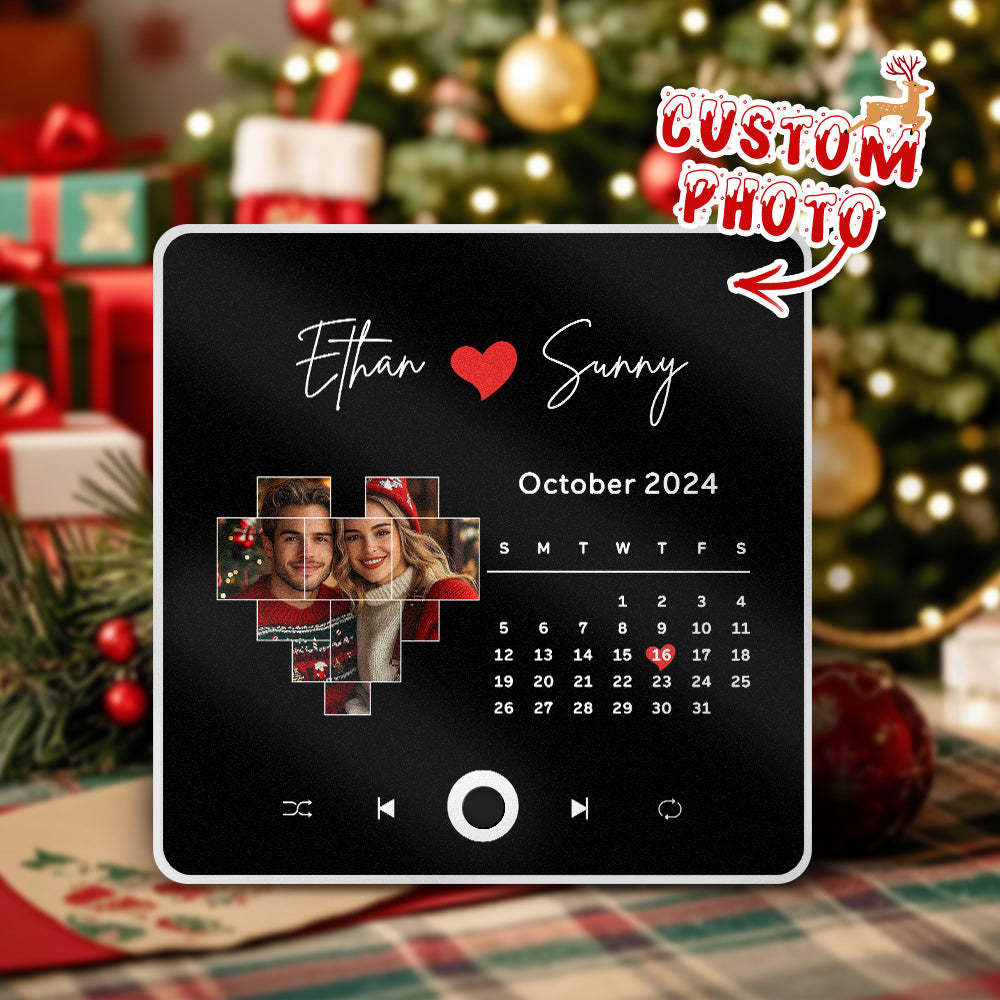 Imán De Nevera Personalizado Con Álbum De Fotos Y Música, Imán De Nevera Personalizado Para Móvil Con Música De Spotify, Regalo De Navidad Profesional Para Parejas - MyFaceSocksES