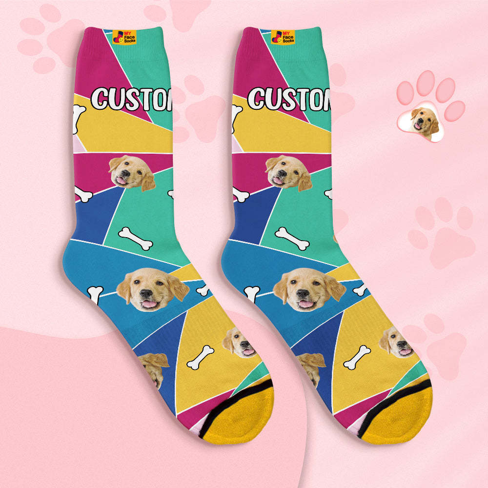 Calcetines De Cara Personalizados Calcetines Impresos Digitales 3d Personalizados Cara De Mascota De Mosaico - MyFaceSocksES