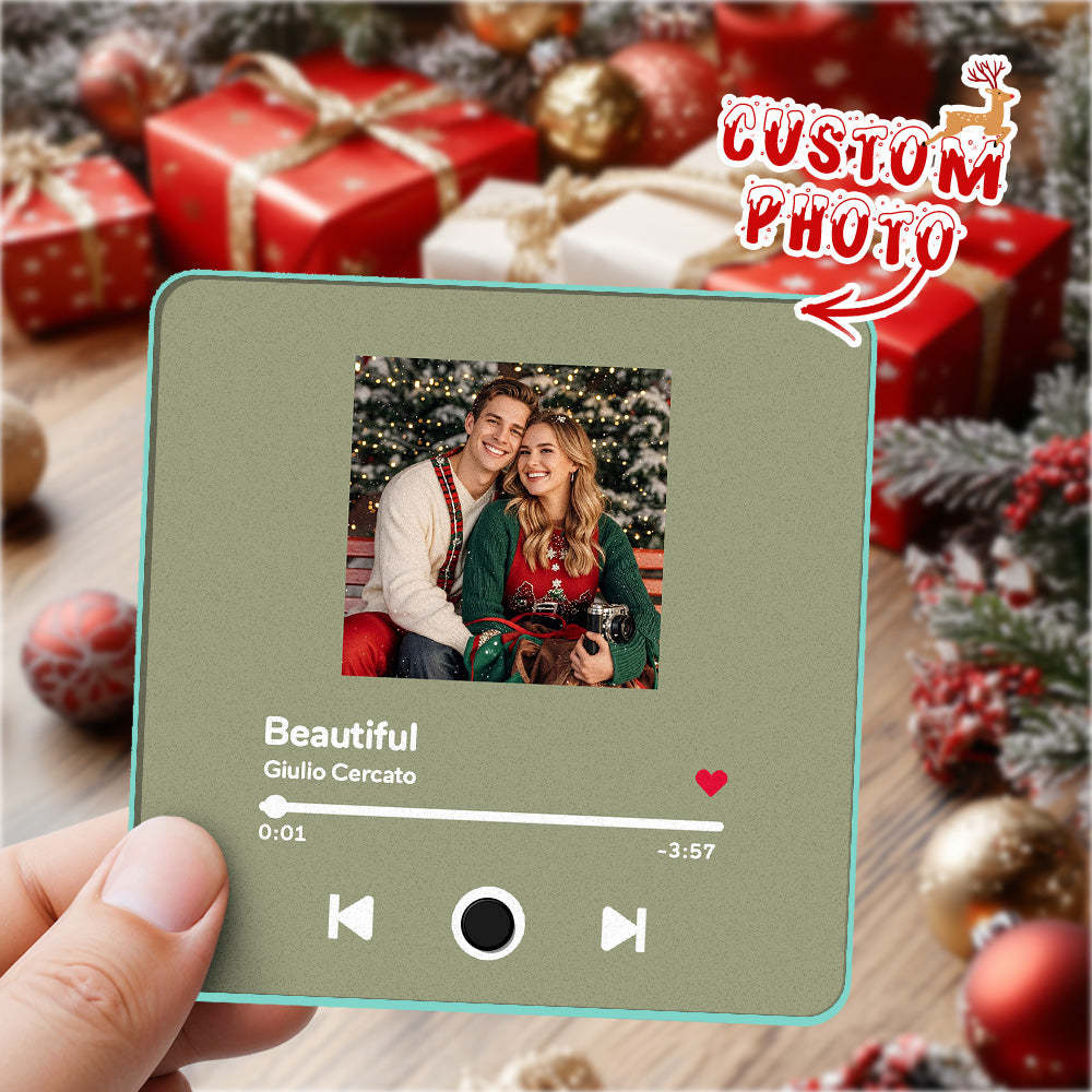 Imán De Nevera Personalizado Con Álbum De Fotos Y Música, Imán De Nevera Personalizado Para Móvil Con Música De Spotify, Regalo De Navidad Profesional Para Parejas - MyFaceSocksES