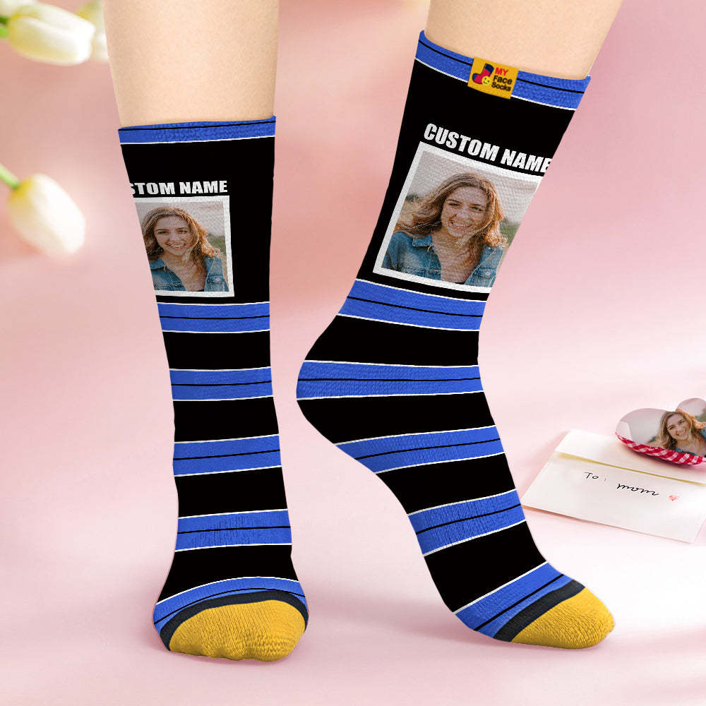 Calcetines Personalizados Para La Cara Regalos Personalizados Para El Día De La Madre Calcetines Impresos Digitales En 3d Para Amantes-rayas - MyFaceSocksES