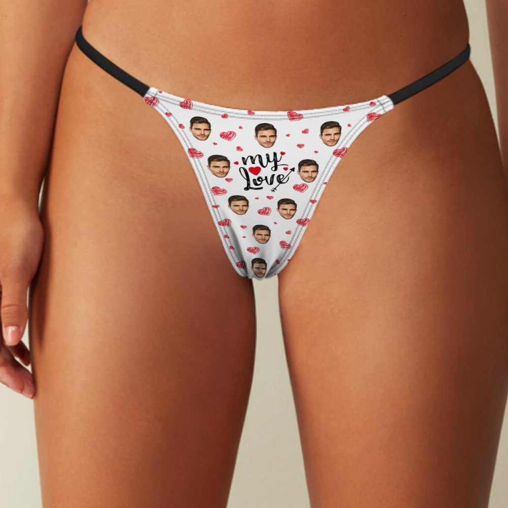 Tangas Personalizadas Con Foto De Cara Para San Valentín, Ropa Interior Divertida, Tanga Con Texto 'bésame, Amor'. - MyFaceSocksES