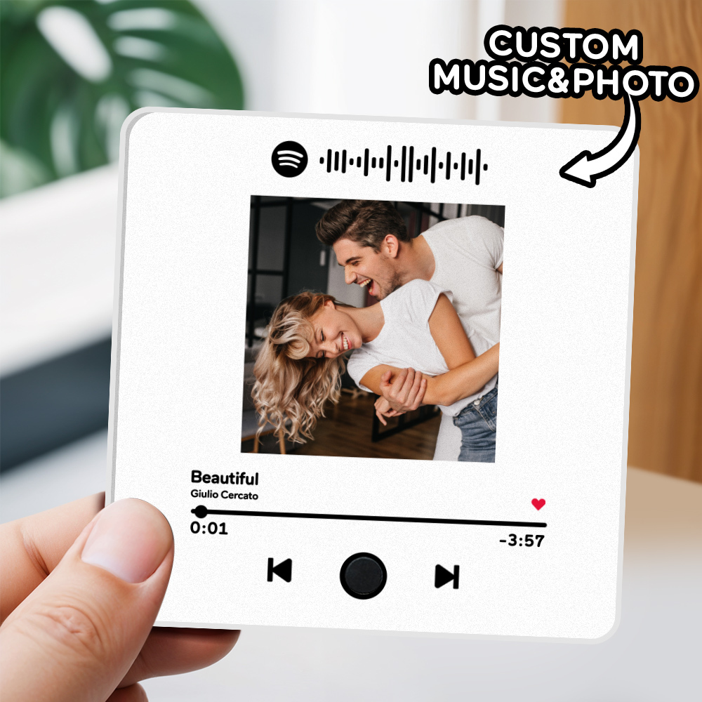 Imán De Nevera Con Álbum De Fotos Personalizado, Pegatina De Pared Musical, Movimiento Musical Que Se Puede Reproducir Sin Teléfono Móvil, Imán De Nevera Musical Pro - MyFaceSocksES