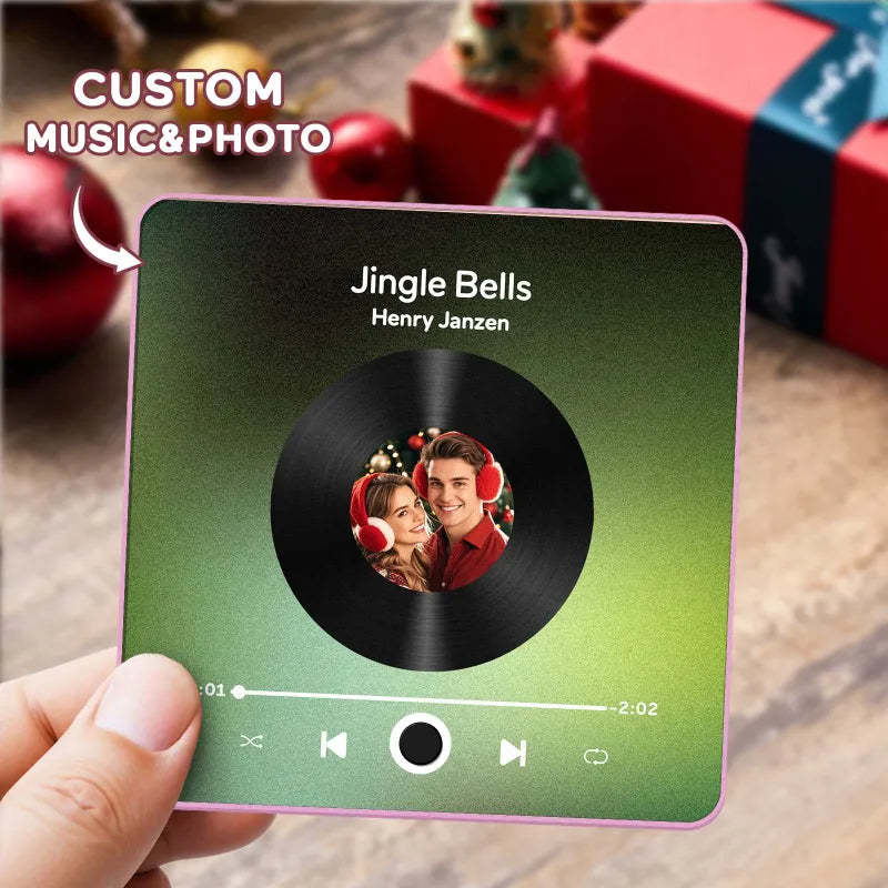 Imán De Nevera Personalizado Con Álbum De Fotos Y Música, Imán De Nevera Personalizado Para Móvil Con Música De Spotify, Regalo De Navidad Profesional Para Parejas - MyFaceSocksES