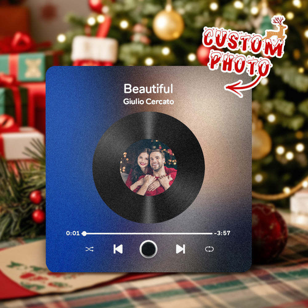 Imán De Nevera Personalizado Con Álbum De Fotos Y Música, Imán De Nevera Personalizado Para Móvil Con Música De Spotify, Regalo De Navidad Profesional Para Parejas - MyFaceSocksES