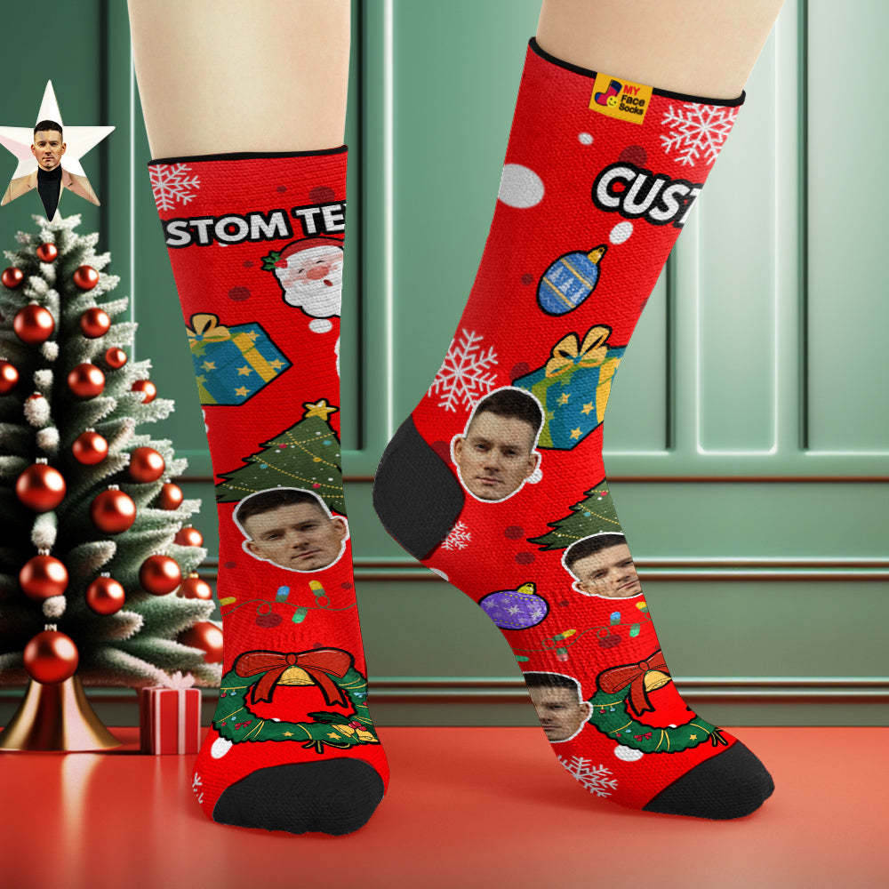 La Cara De Encargo Pega Los Calcetines Respirables De La Cara Calcetines Suaves Personalizados Regalos Navidad - MyFaceSocksES