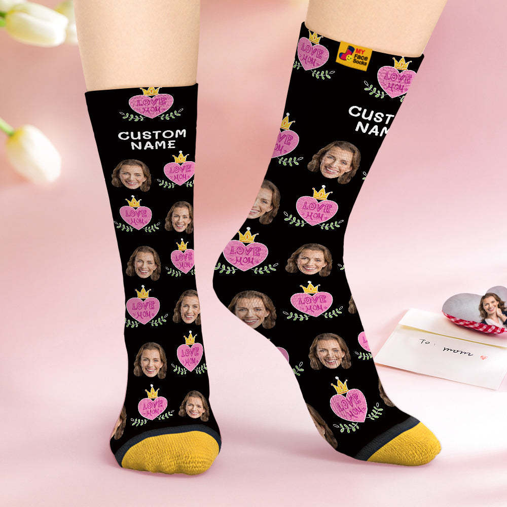 Calcetines Personalizados Para La Cara Regalos Personalizados Para El Día De La Madre Calcetines Impresos Digitales En 3d Love Mom - MyFaceSocksES