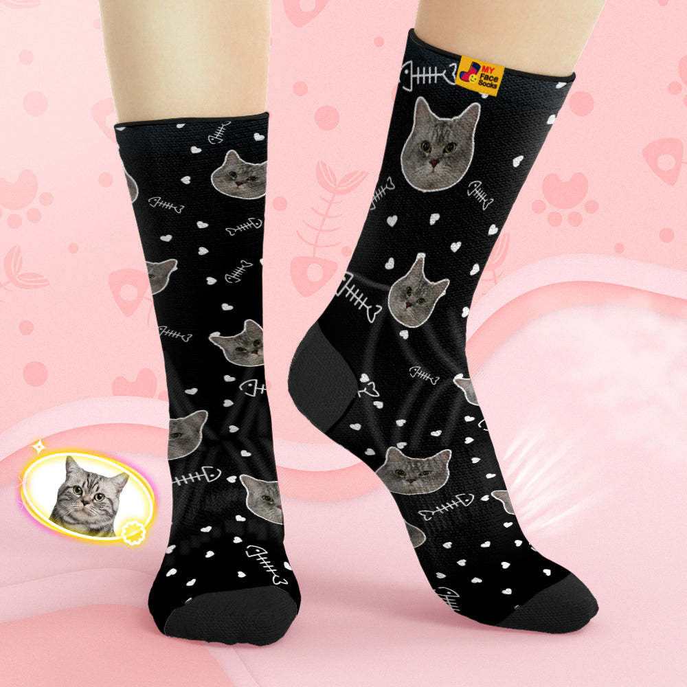 Cara Transpirable Personalizada Calcetines Calcetines Suaves Personalizados Regalos Cara Linda Del Gato - MyFaceSocksES