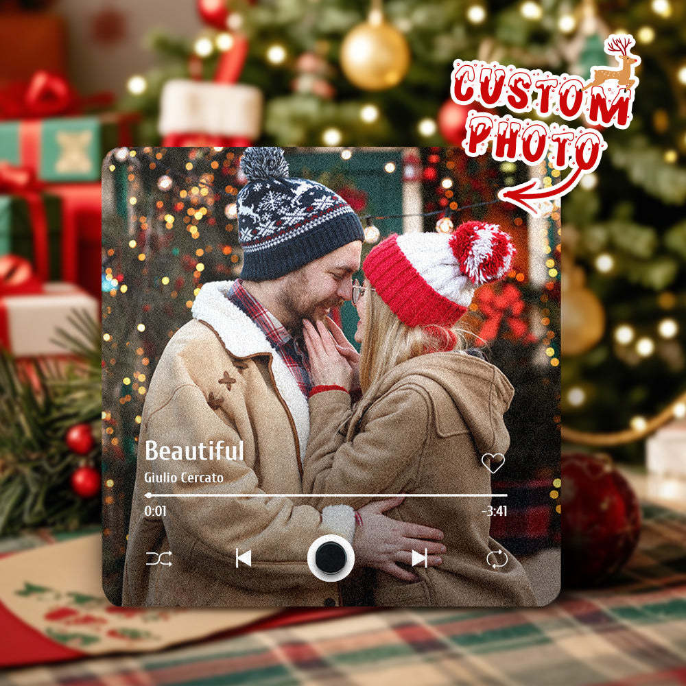 Imán De Nevera Personalizado Con Álbum De Fotos Y Música, Imán De Nevera Personalizado Para Móvil Con Música De Spotify, Regalo De Navidad Profesional Para Parejas - MyFaceSocksES