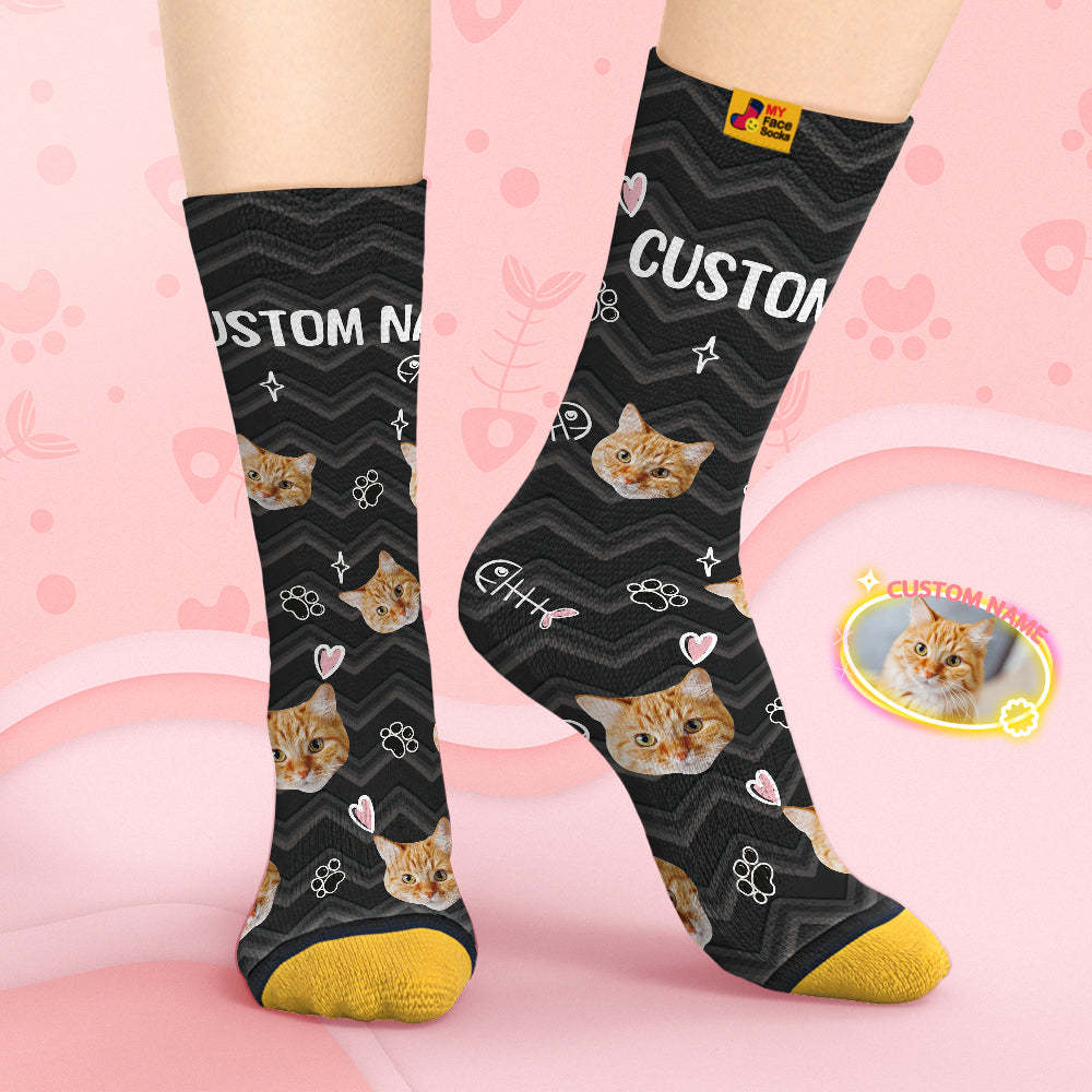 Calcetines De Cara Personalizados Calcetines Impresos Digitales En 3d Personalizados-cara Linda De Mascota - MyFaceSocksES