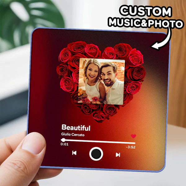 Imán De Nevera Personalizado Con Álbum De Fotos Y Música, Imán De Nevera Personalizado Para Móvil Con Música De Spotify, Regalo De Navidad Profesional Para Parejas - MyFaceSocksES