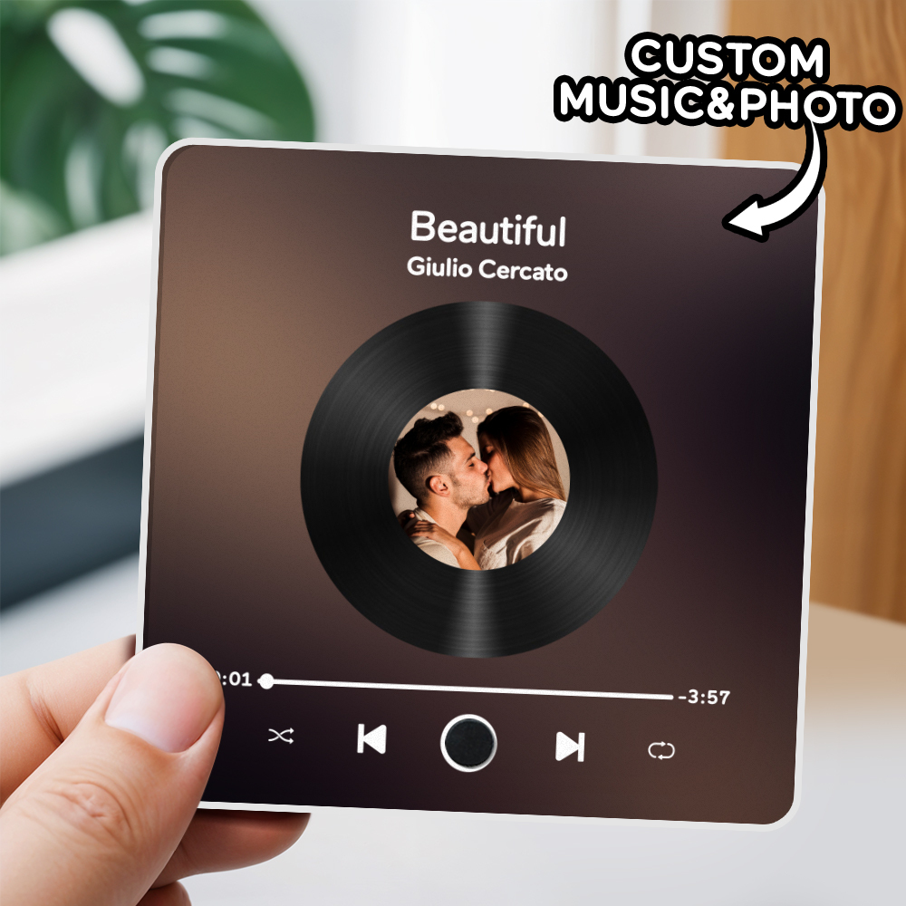 Imán De Nevera Con Álbum De Fotos Personalizado, Pegatina De Pared Musical, Movimiento Musical Que Se Puede Reproducir Sin Teléfono Móvil, Imán De Nevera Musical Pro - MyFaceSocksES