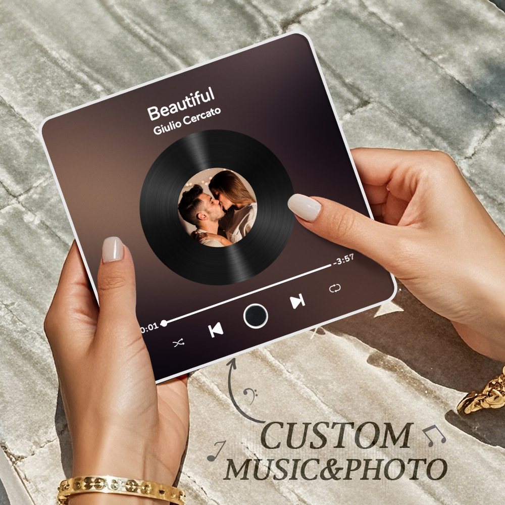 Imán De Nevera Con Álbum De Fotos Personalizado, Pegatina De Pared Musical, Movimiento Musical Que Se Puede Reproducir Sin Teléfono Móvil, Imán De Nevera Musical Pro - MyFaceSocksES