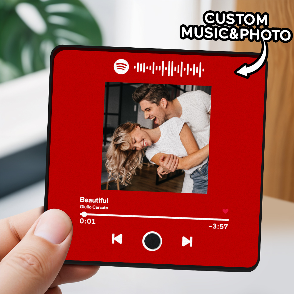 Imán De Nevera Con Álbum De Fotos Personalizado, Pegatina De Pared Musical, Movimiento Musical Que Se Puede Reproducir Sin Teléfono Móvil, Imán De Nevera Musical Pro - MyFaceSocksES
