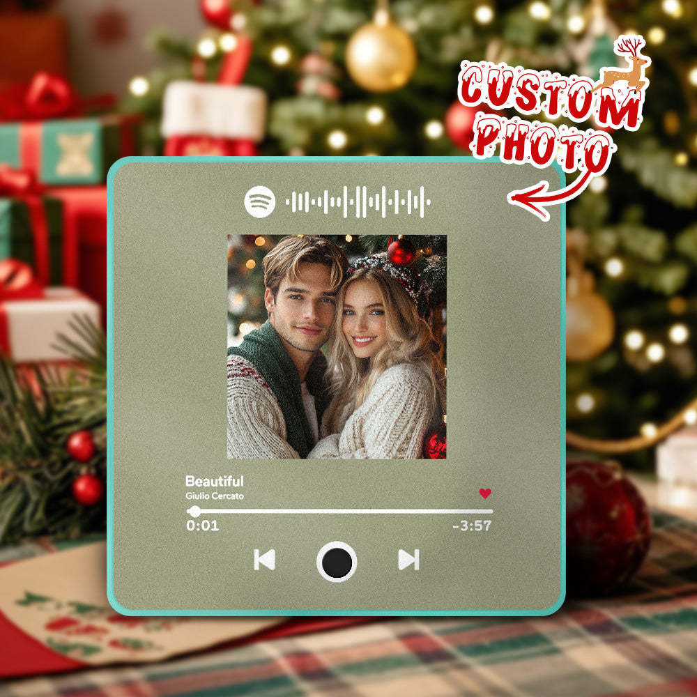 Imán De Nevera Personalizado Con Álbum De Fotos Y Música, Imán De Nevera Personalizado Para Móvil Con Música De Spotify, Regalo De Navidad Profesional Para Parejas - MyFaceSocksES