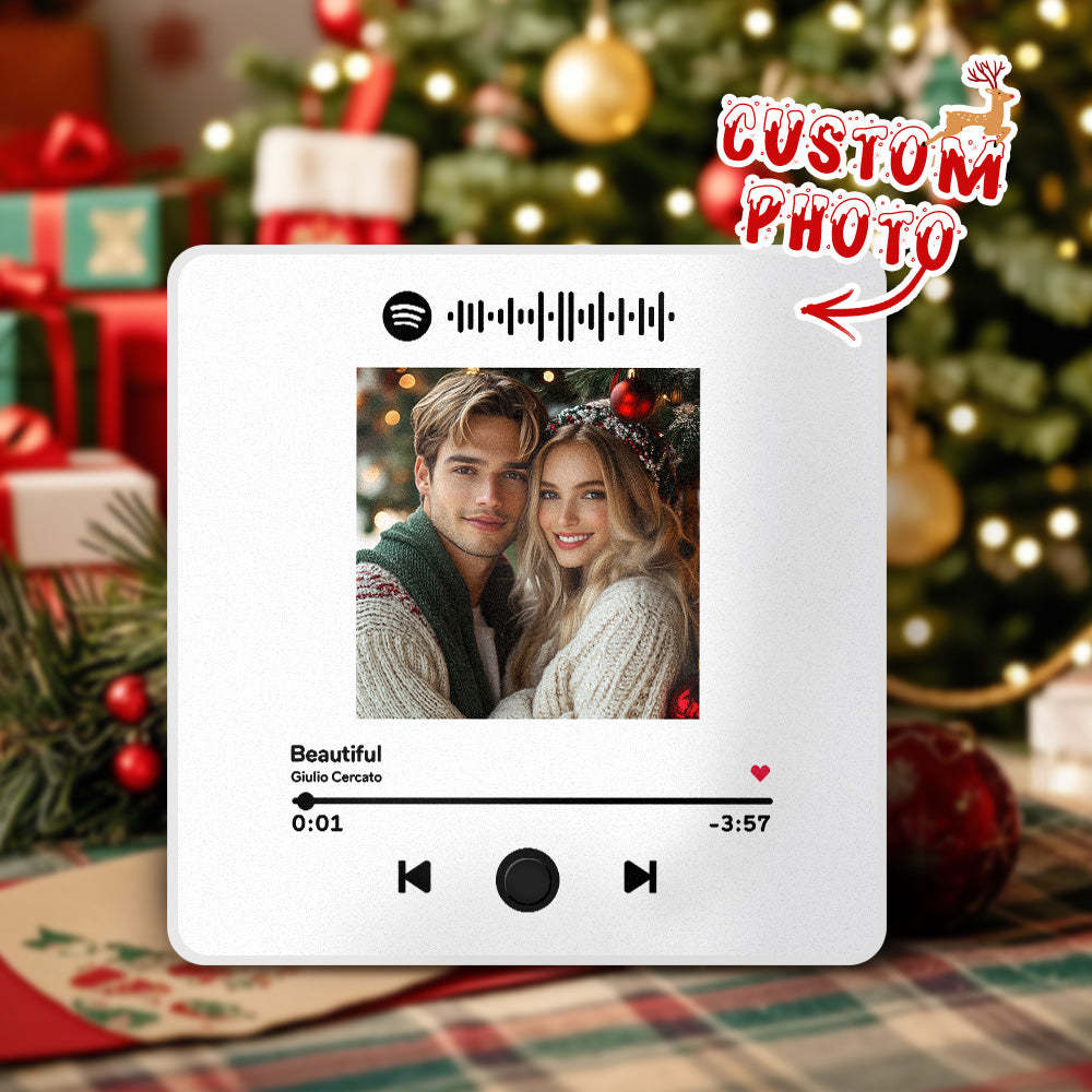 Imán De Nevera Personalizado Con Álbum De Fotos Y Música, Imán De Nevera Personalizado Para Móvil Con Música De Spotify, Regalo De Navidad Profesional Para Parejas - MyFaceSocksES