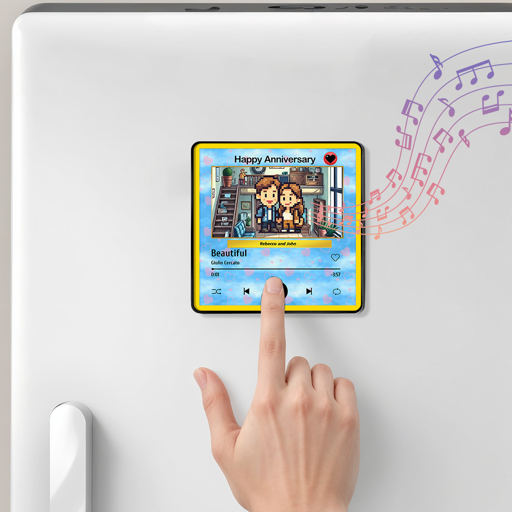 Imán De Nevera Con Foto De Dibujos Animados Personalizado, Música Que Se Puede Reproducir Sin Teléfono Móvil, Imán De Nevera Con Foto Musical Para Amantes. - MyFaceSocksES