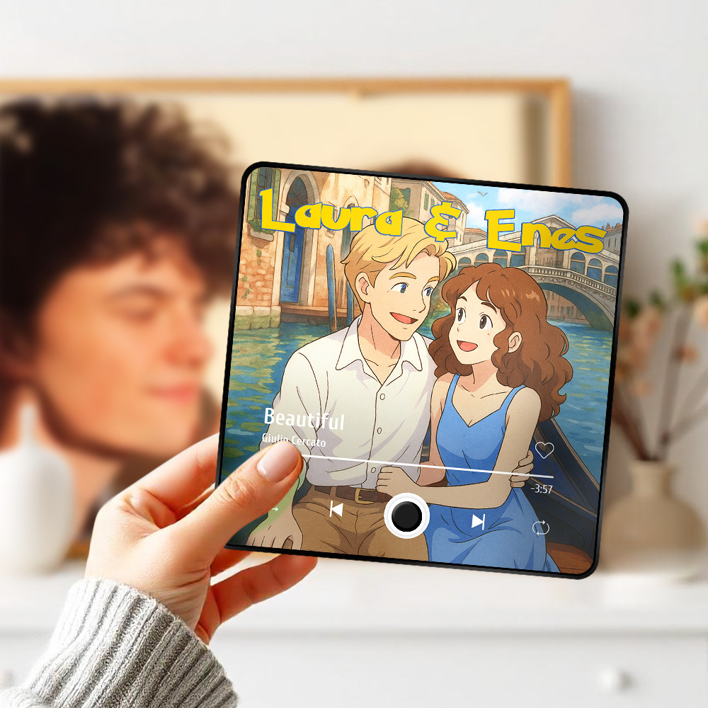 Imán De Nevera Con Foto Personalizado, Música Que Se Puede Reproducir Sin Teléfono Móvil, Decoración Con Foto Musical Para Amantes. - MyFaceSocksES