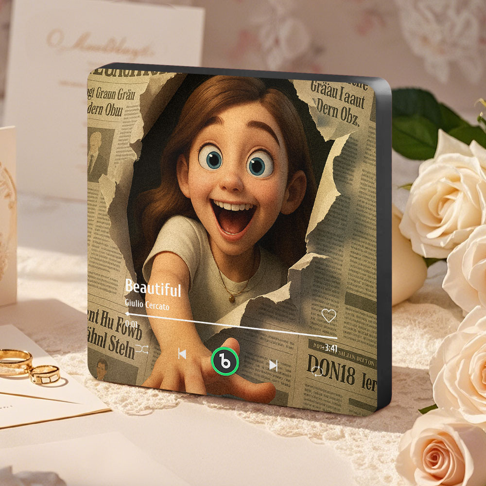 Figura De Retrato Personalizada, Estilo Joven Y Anciano, Imán Para Nevera, Música Que Se Puede Reproducir Sin Teléfono Móvil, Póster De Dibujos Animados, Imán Para Nevera Con Bluetooth. - MyFaceSocksES