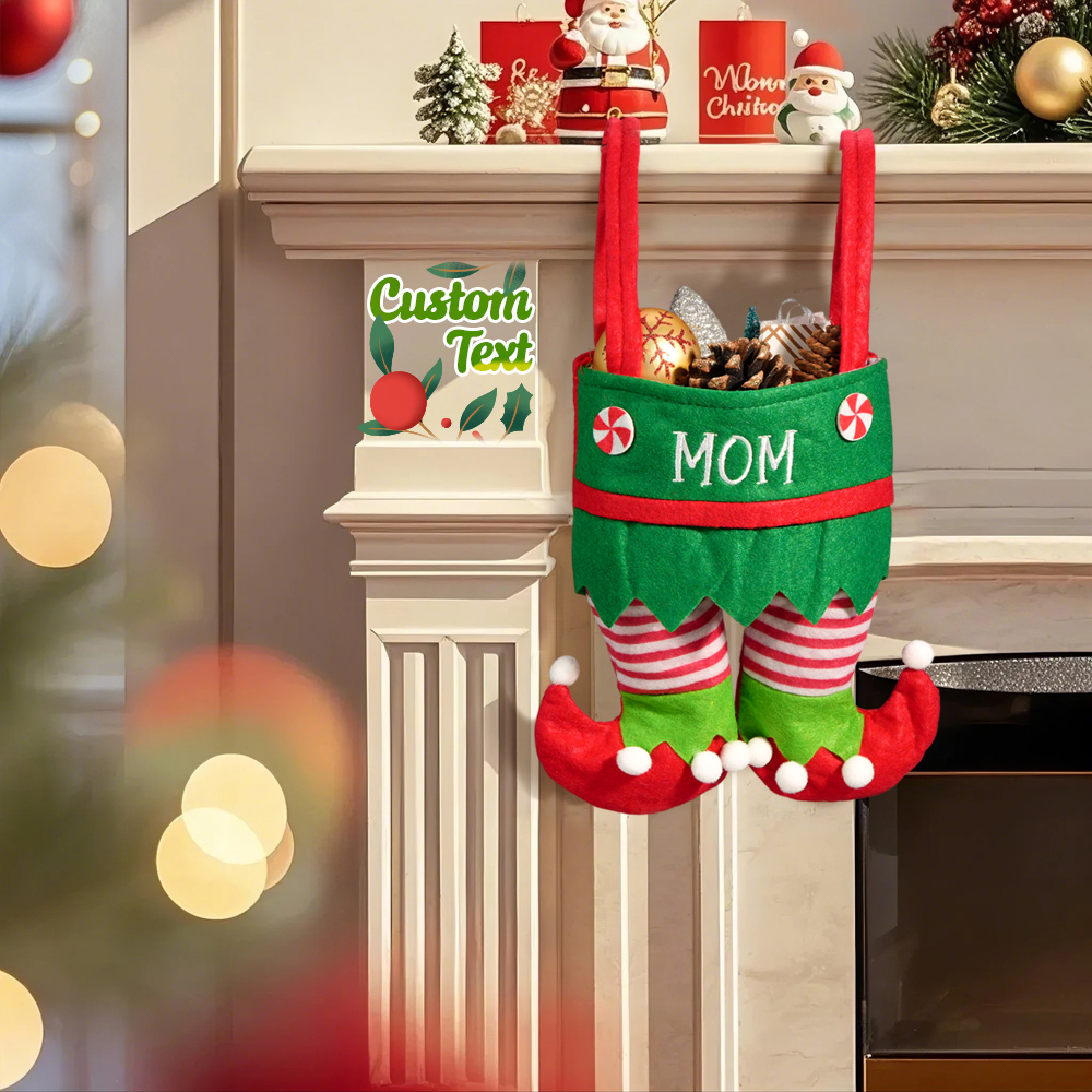 Nombre Personalizado Regalos De Navidad Media Jingle Bell Elf Pants Media Personalizada Para La Familia - MyFaceSocksES