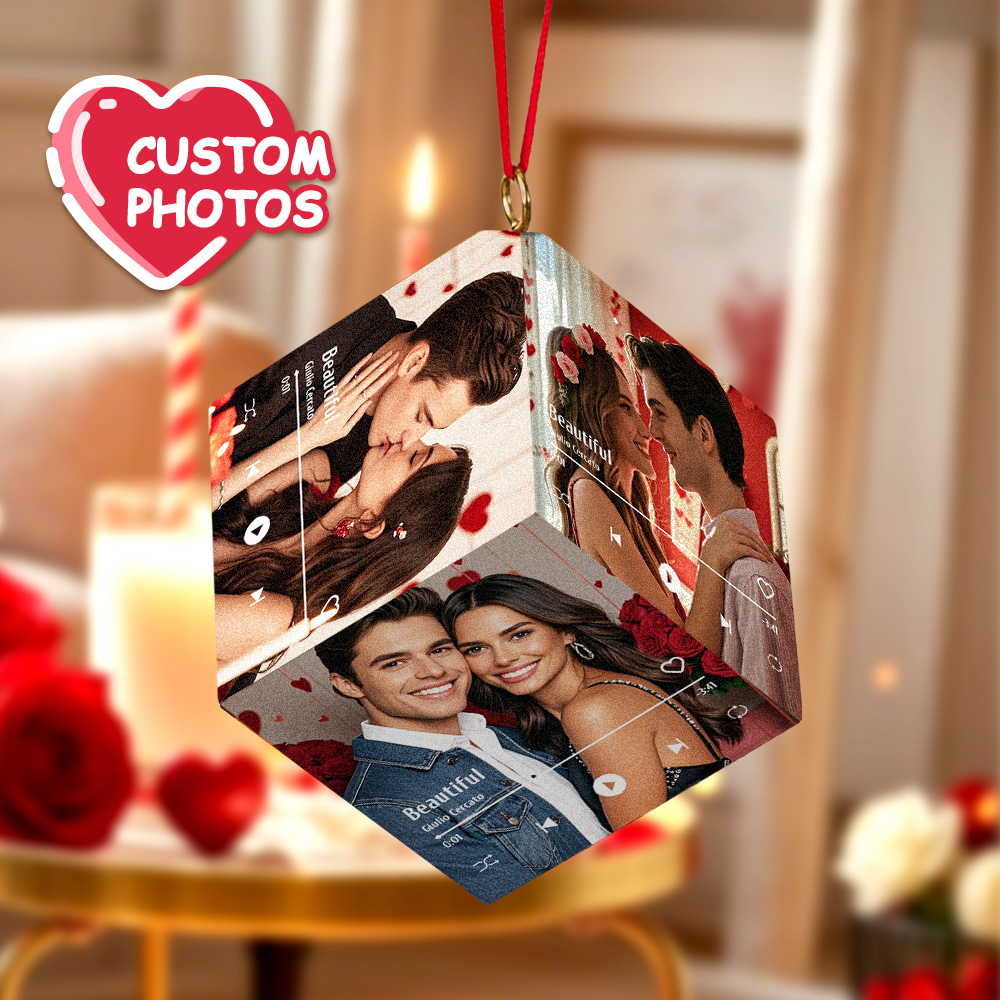 Adorno De Cubo De Música Y Foto Personalizado, Adorno De Cubo De Madera Personalizado Para Pareja, Regalo De San Valentín Para Marido Y Esposa